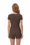 Premium - Neat Collection |   Brown Rib Textured Round Neck Modal Viscose Shorts Pajama Set - 3
