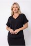 Women's Black Plus Size Oysho Fabric Blouse Skirt Double Set Hzl26W-Zss110981 - 5
