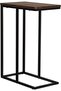 C-Shaped Side Table with Metal Frame, Wood Top, Compact Industrial End Table for Couch, Sofa, or Bedroom, GT005