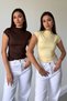 Brown Yellow 2-Pack Premium Standing Collar Blouse - Brown Yellow
