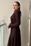 Stone Embellished Collar and Piping Detailed Guipure Dress - 3