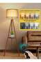 Solid Wooden Tripod Floor Lamp, Bulb Included, Standing Lamp with Remote Control & Foot Switch - 2