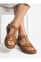 Genuine Leather Tan Orthopedic Sole Women's Sandals Suitable for Heel Spurs - 8