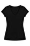 Lycra V-Neck Short Sleeve Women's T-Shirt Black - 2