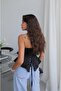 Black Underwire Satin Blouse - 4