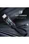 كابل شحن ونقل بيانات مجدول من نوع USB-A إلى USB-C، أسود، طراز C-D100A2C