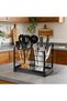 Large Utensil Holder, Dual-Use Kitchen Cooking Utensil Holder Organizer with Diatomaceous Earth Base for Kitchen Counter & Wall Mount(2 Compartments) - 7