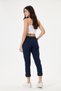 Women's Navy Blue Italian Lycra Trousers with Side Stripes and Lace-Up Waist, Sizes 38 - 46 - 3