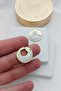 White Pearlescent Round Gold Women's Earrings - 2