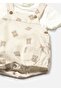 Baby Teddy Bear Printed T-Shirt Short Jumpsuit Set Beige 1621 - 4