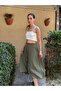 Valerie Chiffon Flared Lined Long Skirt Women's Green - Cream - 6