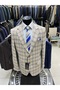 Cotton Combined Men's Suit (Jacket Checked). Pants Black or Navy Blue (Plain) - 2