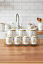 Gold Detailed Tree of Life Patterned Porcelain 7-Piece Spice Rack Set with Stand - 2