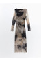 Mixed Crew Neck Tie-Dye Pattern Women's Bodycon Dress - 3
