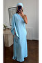 Blue Bandana One-Sleeve Satin Dress - 10615 - 4