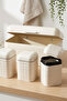 4-Piece Embossed Metal Kitchen Set: 11.8 Lt Hinged Bread Bin and 3 Pieces of 1.3 Lt Storage Containers Cream - 5