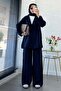 Premium Single Button Modal Trousers Suit - Navy Blue - 5