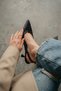 Dolipa Black Polka Dot Pointed Toe Heeled Shoes with Side Buckle (8 cm) - 4