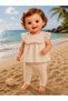 Baby Girl 2-Piece Set 100% Cotton – Embroidered Muslin Blouse & Combed Cotton Leggings Beige
