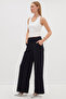 Elastic Waist Palazzo Fabric Trousers - 3
