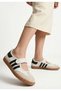 Menja Beige Skin Black Detailed Velcro Ballerina Shoes