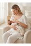 New Season Ecru Fisto Linen Detailed Summer Design Buttoned Short Sleeve Maternity Pajama Set - 6