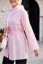 Side Collared, Buttoned, Striped, Lace-Up Crinkle Shirt - Pink - 4