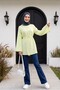 Side Collared, Buttoned, Striped, Lace-Up Crinkle Shirt - Light Yellow - 2