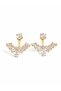Brass Gold Color Zircon Stone V Model Earrings