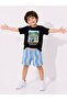 Boys' Summer Vibes Printed Black T-Shirt and Summer Shorts Set - 3