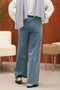 Blue Belted Denim Palazzo Trousers - 4
