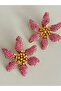 Pink-Green Zircon Stone Daisy Flower Earrings