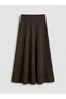 Brown A-Line Skirt with Zipper at the Waist