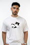 Cat and Kitten Design Printed Oversize White T-Shirt