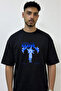 Raging Businessman Design Printed Oversize Black T-Shirt