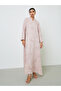 Pink All Over Print Stand Collar Jalabiya with Side Slit - 3