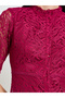 Magenta Lace Overlay Tiered Midi Dress - 4
