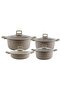 Milan Series 8-Piece Titanium Granite Coating Non-Stick Induction Cookware Set (Brown)