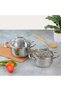 Mainz Stainless Steel Cookware set of 2 | 1.2 and 2 Litre Saucepot with Glass Lid | SAS Bottom | Biryani Pot | Induction and Gas Base | Silver - 2