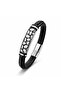 💎   Premium River Stone Motif Steel Locking Black Leather Men's Bracelet. 31831B8D4 - 20 cm - 5