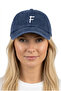 Letter F Navy Blue Embroidered Washable Vintage Unisex Hat