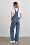 Women's Belted Wide Leg Jeans Salopet with Front Pockets 116-1 - 3