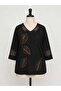 Plus Size Bronze Stone Embroidered Luxury Mother Combed Cotton 3/4 Sleeve Blouse