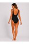 Women's Classic Swimsuit Swimwear Stretchy Fabric One Piece-Black - 5