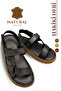 Genuine Leather Men's Sandals - Soft Thick Soled Genuine Leather Men's Sandals Black - 2