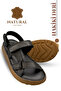 Genuine Leather Men's Sandals - Soft Thick Soled Genuine Leather Men's Sandals Black - 3