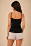 Women's 100% Cotton Openwork & Lace Detailed 3-Piece Basic Undershirt with String Straps - 7