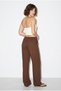 Women's Bitter Brown 100% Cotton Linen Elastic Waist Pocket Detailed Loose Trousers 3466 60286382 - 5