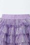 Girl's Cotton Lilac Glitter Layered Tulle Skirt - 4