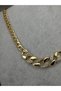 Gold Color Stone Detailed Thick Chain Necklace Women's Gold Cuban Chain Stylish Neck Necklace - 2